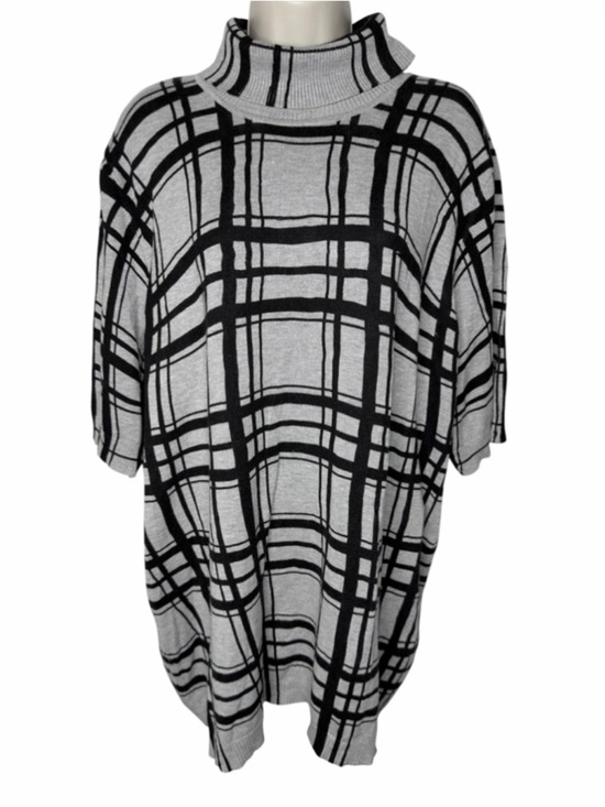 Lane Bryant Sweaters - Lane Bryant Plaid Turtleneck Sweater Tunic Gray Black Oversized Plus 26/28